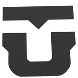 Union U Stomp Pad 2024 - Black rectangular sticker with rounded corners, featuring a textured pattern and the word "U" in bold white letters.