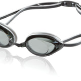 Speedo Vanquisher 2.0 Swim Goggle - Black swim goggles with dark gray lenses and a black strap.