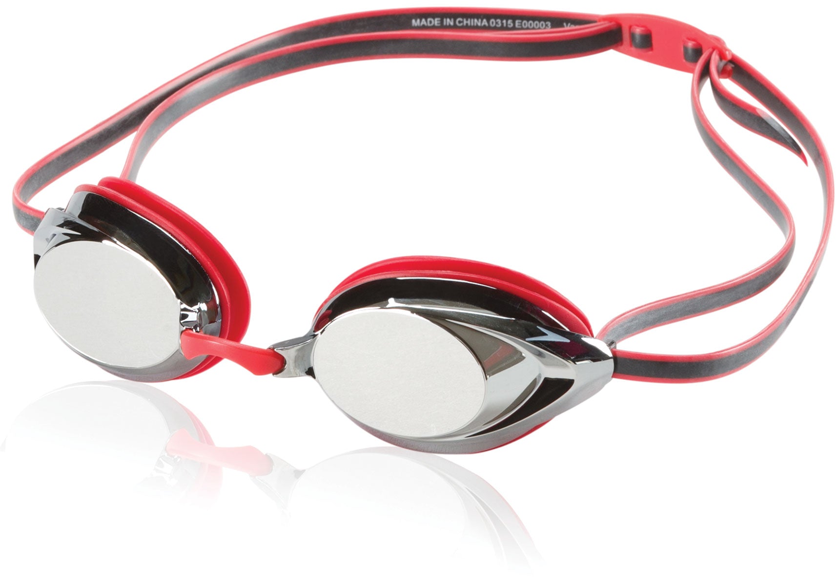 Speedo Vanquisher 2.0 Mirrored Swim Goggle - A pair of mirrored swim goggles with a sleek, modern design and a comfortable fit.