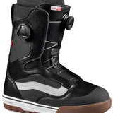 Vans Aura Pro Snowboard Boot 2024 - Black snowboard boots with white accents and a brown sole.