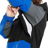 Volcom V.Co Op Shell Jacket 2024 - A black jacket with blue and gray accents, featuring a zipper down the front.