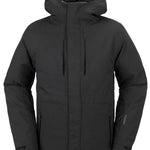 Volcom V.Co Op Shell Jacket 2024 - A black jacket with a hood, featuring a subtle pattern on the interior lining.