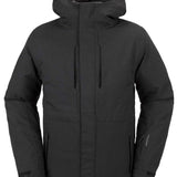 Volcom V.Co Op Shell Jacket 2024 - A black jacket with a hood, featuring a subtle pattern on the interior lining.
