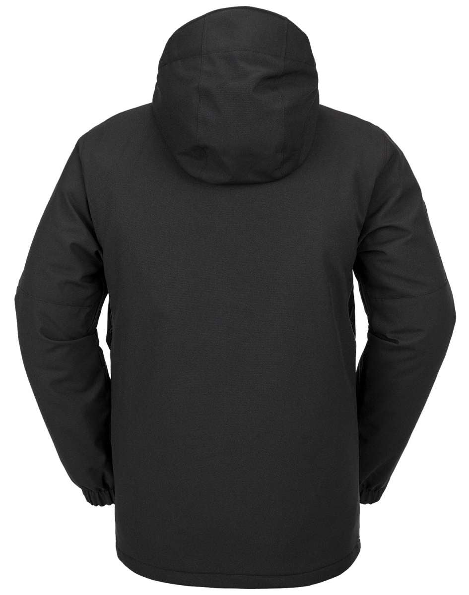 Volcom V.Co Op Shell Jacket 2024 - A black jacket with a hood, featuring a zippered front and two side pockets.