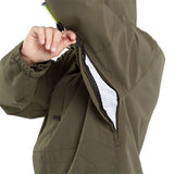 Volcom V.Co Op Shell Jacket 2024 - A dark green jacket with a black zipper and two zippered pockets on the front.