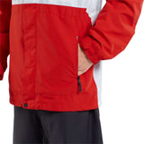Volcom V.Co Op Shell Jacket 2024 - A red, white and black jacket with a zippered chest pocket on the right side.