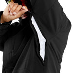 Volcom V.Co Op Shell Jacket 2024 - A black jacket with a white logo on the left chest and a zippered pocket on the right side.
