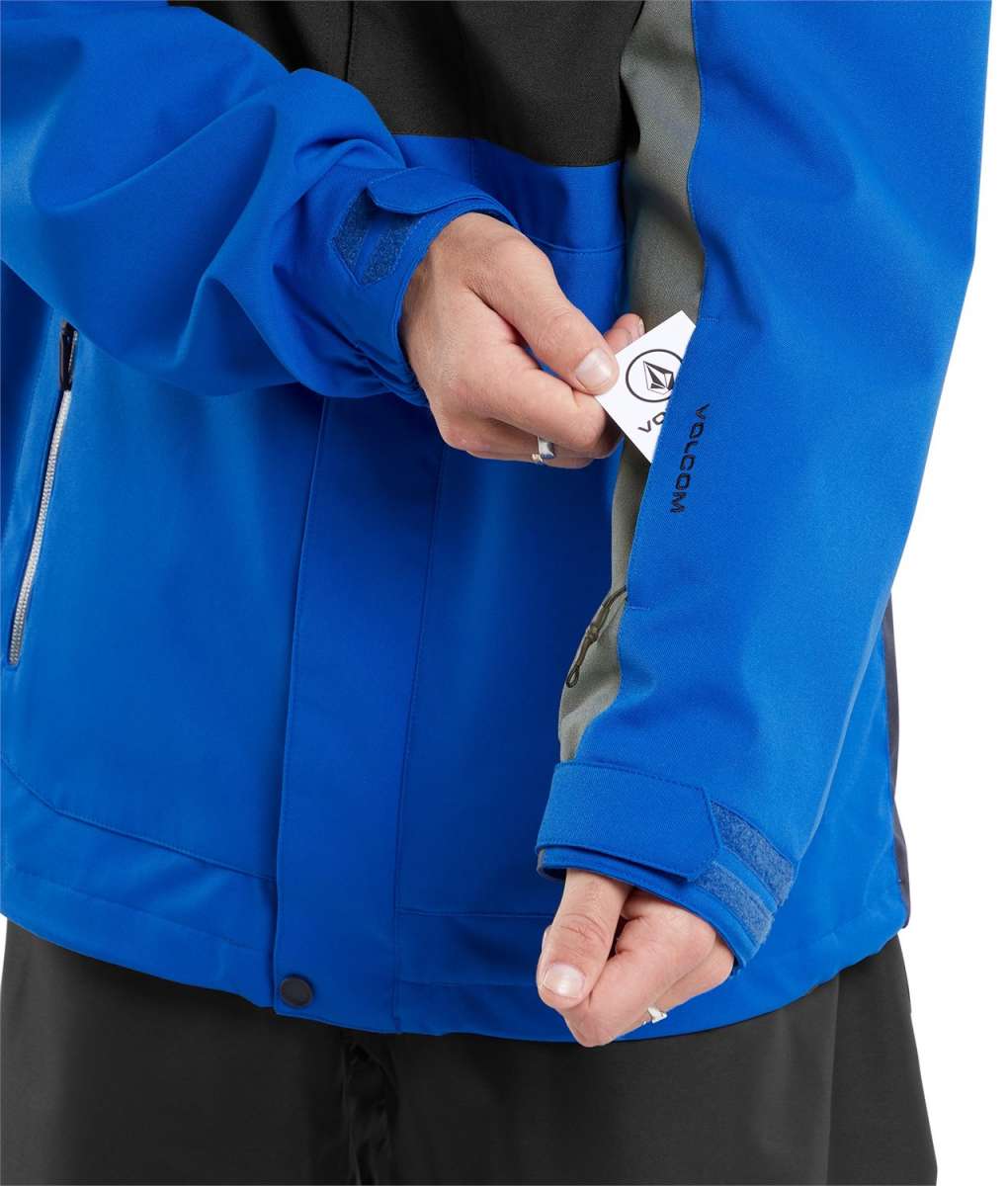 Volcom V.Co Op Shell Jacket 2024 - A royal blue jacket with a black collar and gray accents on the side.