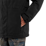Volcom V.Co Op Shell Jacket 2024 - A black jacket with a zippered chest pocket and adjustable cuffs.