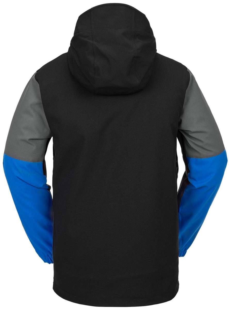 Volcom V.Co Op Shell Jacket 2024 - A black jacket with gray and blue sleeves.