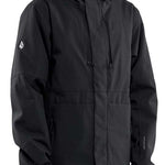 Volcom V.Co Op Shell Jacket 2024 - Black jacket with white logo on left sleeve and black zipper.