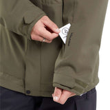Volcom V.Co Op Shell Jacket 2024 - A green jacket with a black logo on the left chest and black Velcro straps at the wrists.