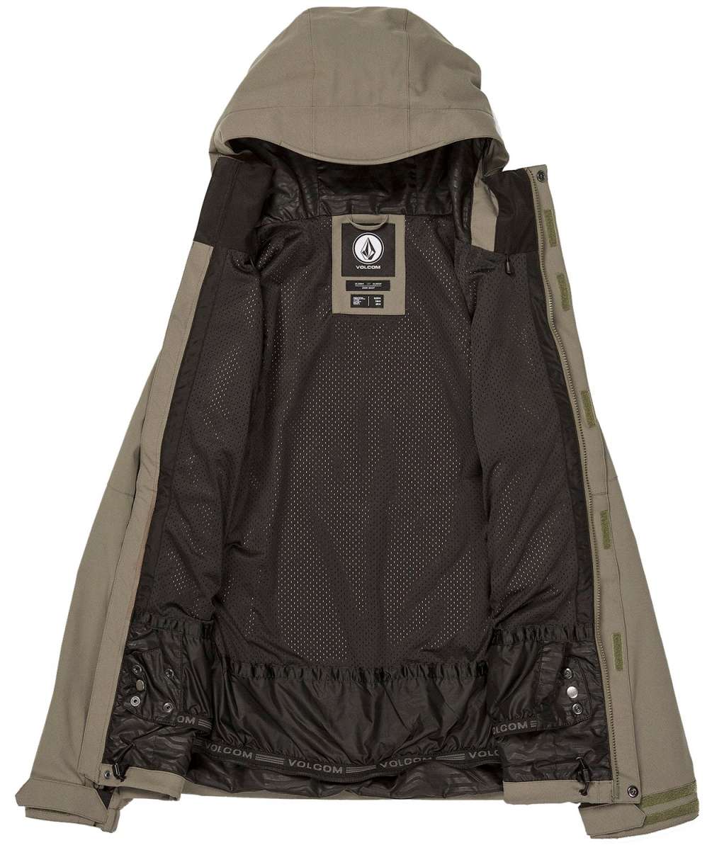 Volcom V.Co Op Shell Jacket 2024 - A black jacket with a hood, featuring a white logo on the chest and two zippered pockets on either side.