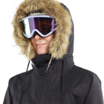 Volcom Women's Fawn Insulated Jacket - A black jacket with a fur-lined hood and quilted pattern on chest.