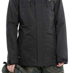 Volcom Women's Fawn Insulated Jacket - A black insulated jacket with a fur-lined hood and quilted pattern on the chest.