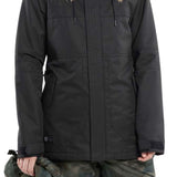 Volcom Women's Fawn Insulated Jacket - A black insulated jacket with a fur-lined hood and quilted pattern on the chest.