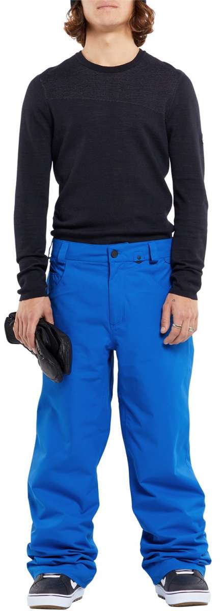 Volcom 5 Pocket Shell Pants 2024 - Black pants with a subtle white stripe on the side of each leg.