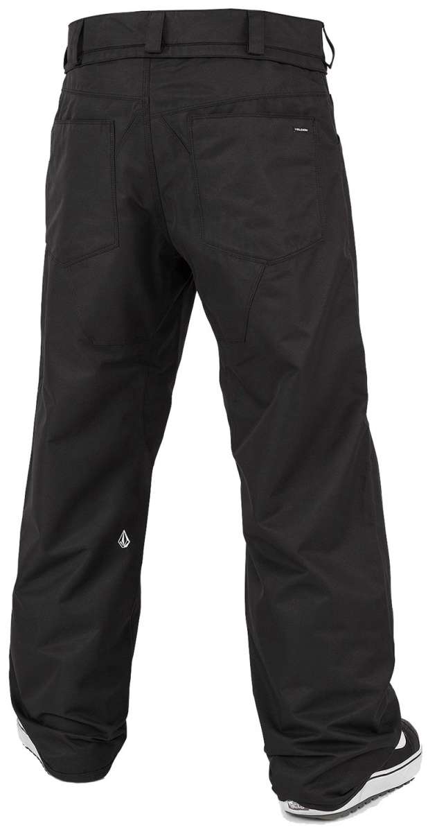 Volcom 5 Pocket Shell Pants 2024 - Black pants with a white logo on the left leg, featuring two front pockets and three back pockets.
