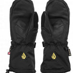 Volcom 91 GORE-TEX Mittens - Black mittens with a textured pattern on the back of the hand and black straps at the wrist.