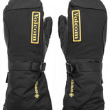 Volcom 91 GORE-TEX Mittens - Black mittens with yellow logo and strap on wrist.