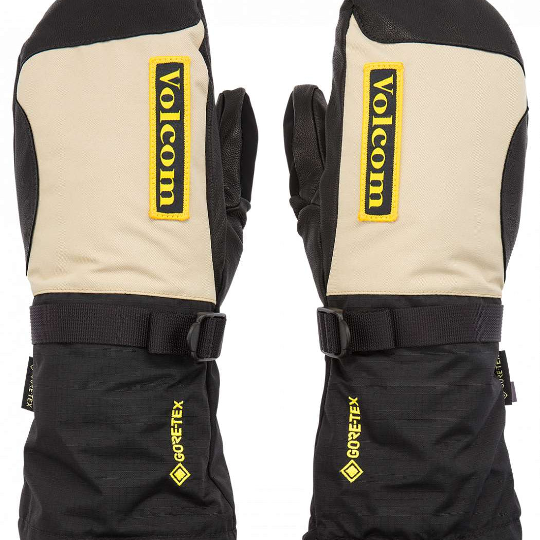Volcom 91 GORE-TEX Mittens - Mittens are black with yellow accents and a textured, rubberized palm.