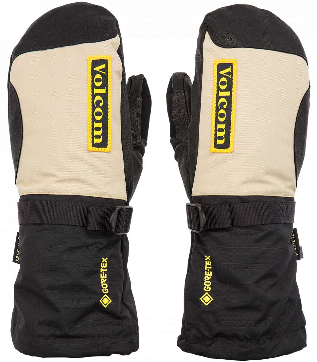Volcom 91 GORE-TEX Mittens - Mittens are black with yellow accents and a textured, rubberized palm.