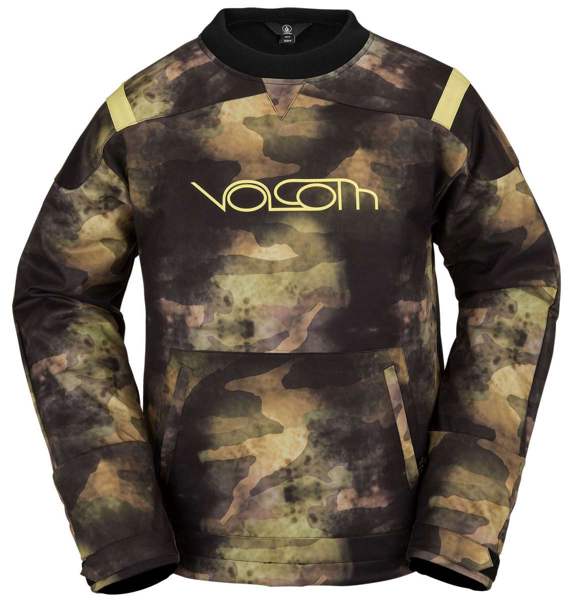 Volcom All I Got Fleece Pullover Sweater 2023 - A dark gray fleece pullover with a large, stylized "V" logo on the chest in light gray and black.