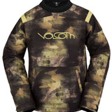 Volcom All I Got Fleece Pullover Sweater 2023 - A dark gray fleece pullover with a large, stylized "V" logo on the chest in light gray and black.