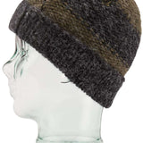 Volcom AP Hand Knit Beanie 2023 - A dark brown beanie with a small embroidered logo on top.