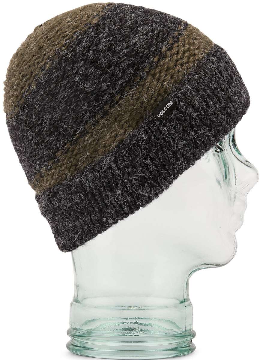 Volcom AP Hand Knit Beanie 2023 - A dark brown beanie with a subtle white logo on the front.