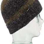 Volcom AP Hand Knit Beanie 2023 - A dark brown beanie with a subtle white logo on the front.