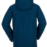 Volcom BL Stretch GORE-TEX Jacket 2022 - A dark blue jacket with a hood, featuring black zippers and a black logo on the left chest.