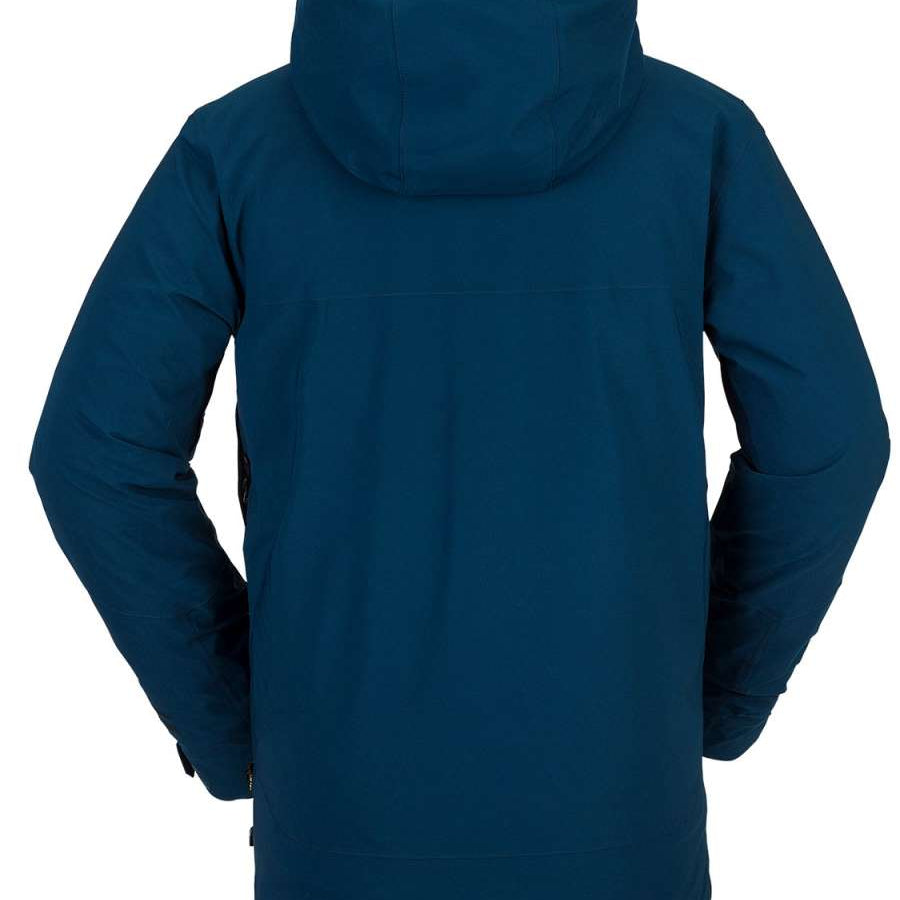 Volcom BL Stretch GORE-TEX Jacket 2022 - A dark blue jacket with a hood, featuring black zippers and a black logo on the left chest.