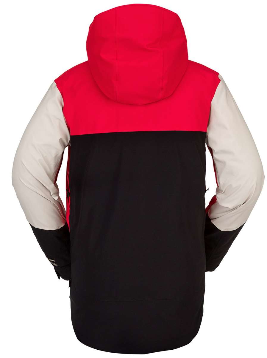 Volcom BL Stretch GORE-TEX Jacket 2022 - A black jacket with a red stripe across the chest and white sleeves.
