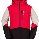 Volcom BL Stretch GORE-TEX Jacket 2022 - A red, black and off-white jacket with a hood, featuring three white logos on the chest.