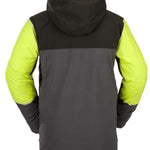Volcom BL Stretch GORE-TEX Jacket 2022 - A black jacket with a grey panel across the chest and back, featuring yellow accents on the sleeves.