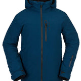 Volcom BL Stretch GORE-TEX Jacket 2022 - A dark blue jacket with a hood, featuring black zippers and a black logo on the left chest.
