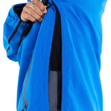 Volcom Brighton Pullover Jacket - A blue jacket with a black zipper on the left side of the chest and two zippered pockets at the bottom.