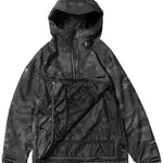 Volcom Brighton Pullover Jacket 2024 - A black jacket with a subtle gray camouflage pattern and a white logo on the left chest area.