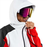 Volcom Brighton Pullover Jacket 2024 - A black, white, and red jacket with a hood.