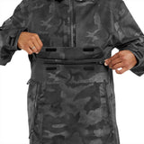 Volcom Brighton Pullover Jacket 2024 - A black jacket with a subtle gray camouflage pattern and a zippered chest pocket.