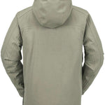 Volcom Brighton Pullover Jacket 2024 - A light gray jacket with a hood, featuring a zippered front and two side pockets.