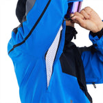 Volcom Brighton Pullover Jacket 2024 - A blue jacket with a black zipper and gray accents on the shoulders.