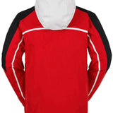 Volcom Brighton Pullover Jacket 2024 - A red jacket with black sleeves and a white hood.