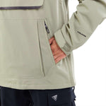 Volcom Brighton Pullover Jacket 2024 - A light gray jacket with a zippered chest pocket and black zipper pull.