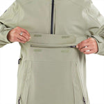 Volcom Brighton Pullover Jacket 2024 - A sage green jacket with a zippered chest pocket and adjustable cuffs.