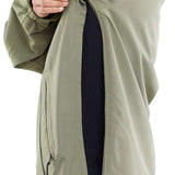 Volcom Brighton Pullover Jacket - Olive green jacket with zippered pockets on both sides and a hood.