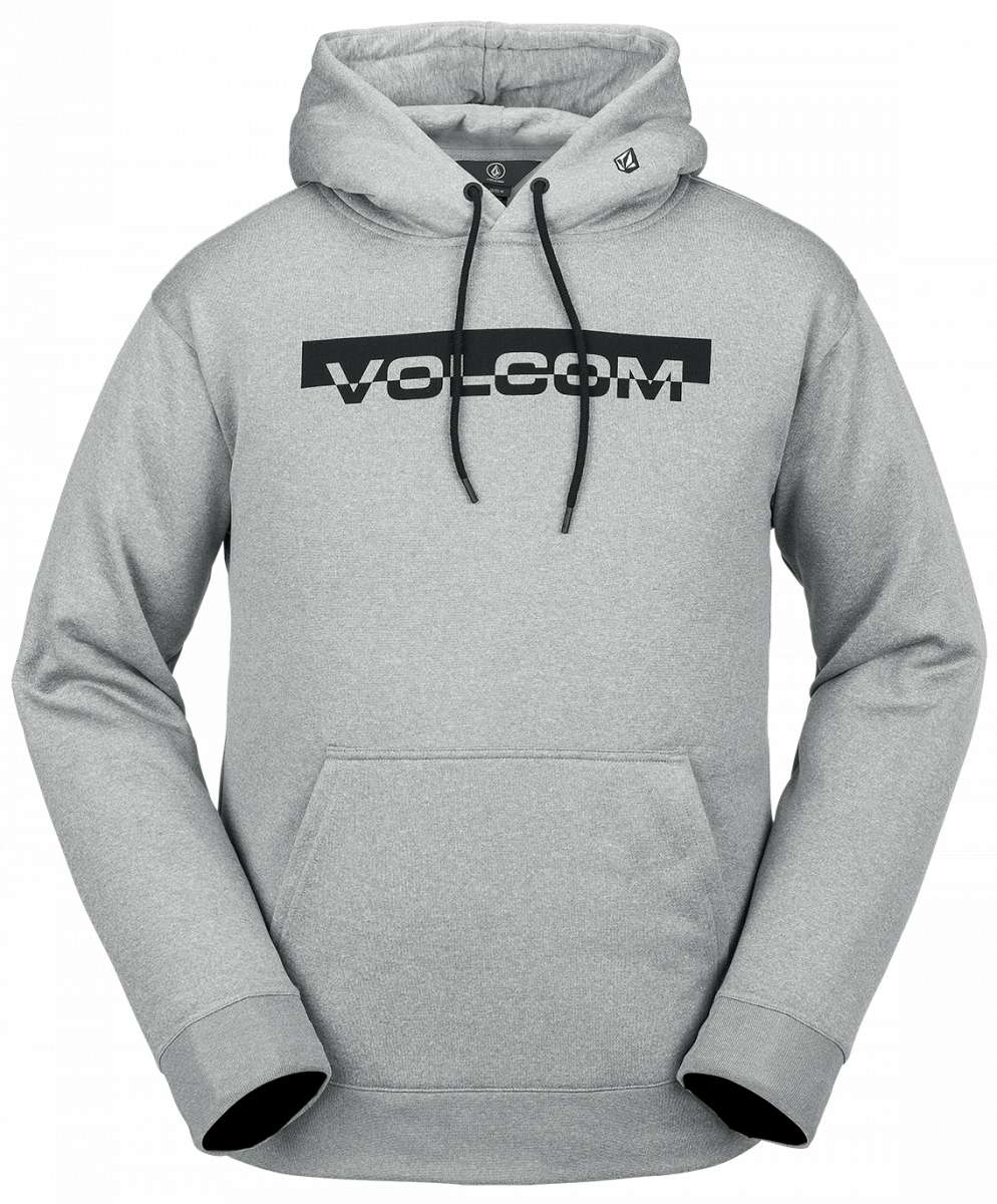 Volcom Core Hydro Fleece 2024 - A light gray fleece hoodie with a black and white logo on the chest.