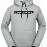 Volcom Core Hydro Fleece 2024 - A light gray fleece hoodie with a black and white logo on the chest.