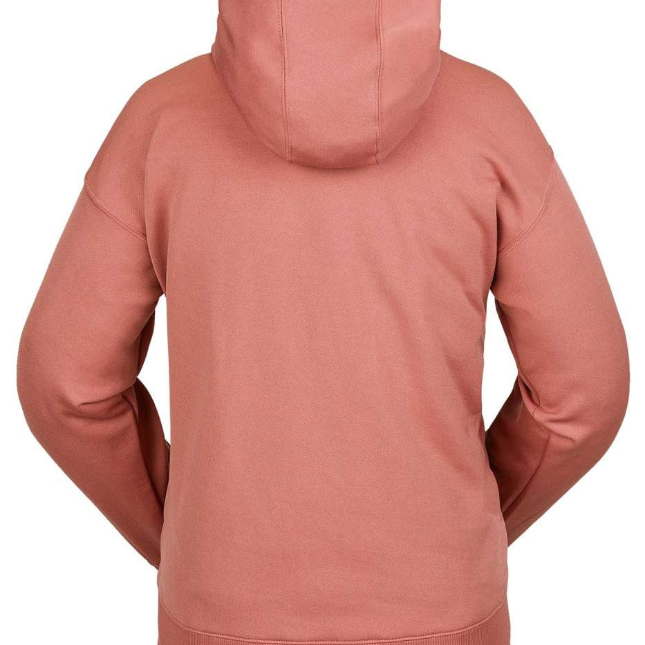 Volcom Women's Core Hydro Hoodie 2024 - A dusty rose hoodie with a kangaroo pocket and drawstring hood.
